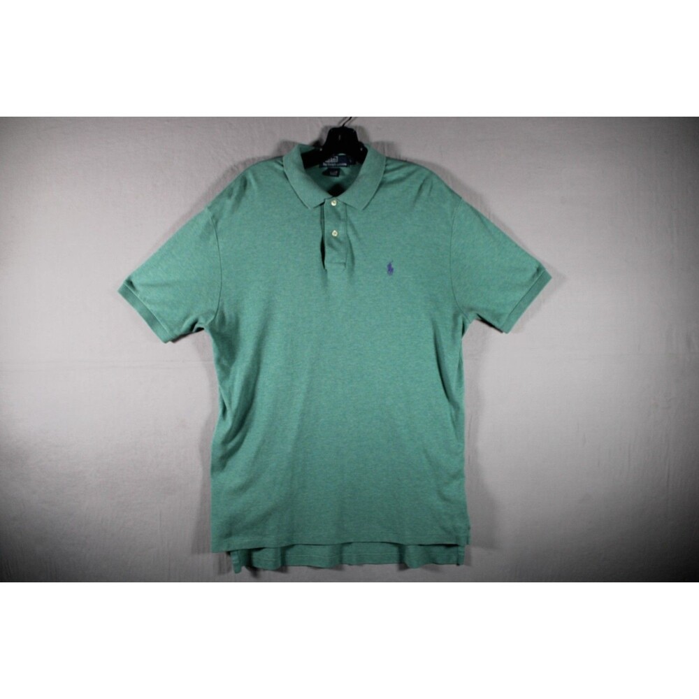 Polo Ralph Lauren Men's Polo Shirt Large Green Heather Purple Pony Cotton